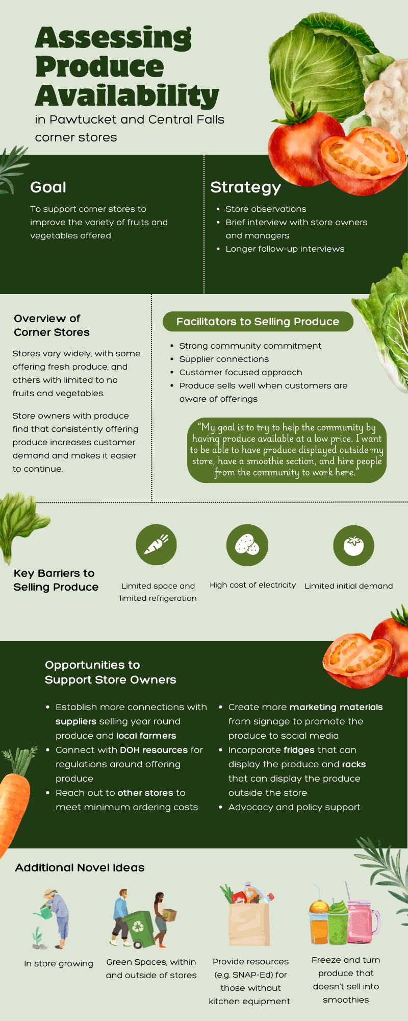 An infographic summarizing the PCF corner stores needs assessment.